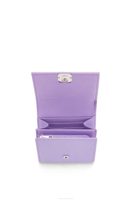 Light Mauve Anagram compact flap wallet in pebble grain calfskin Loewe 84PR1236 Women
