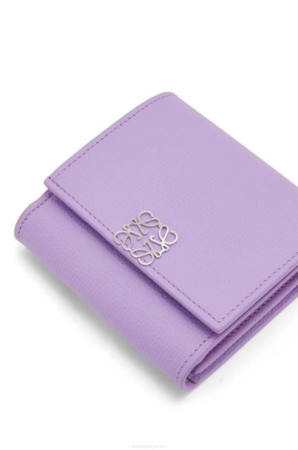Light Mauve Anagram compact flap wallet in pebble grain calfskin Loewe 84PR1236 Women