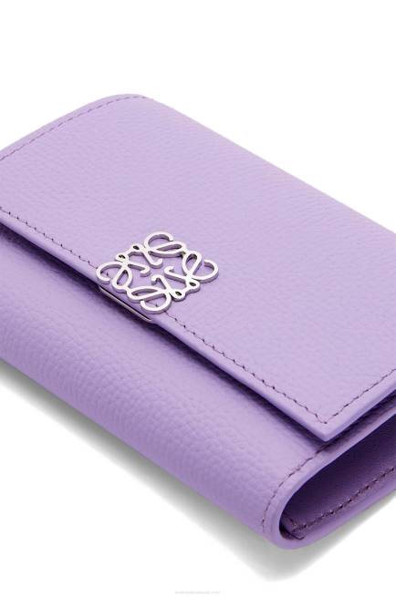 Light Mauve Anagram small vertical wallet in pebble grain calfskin Loewe 84PR1237 Women
