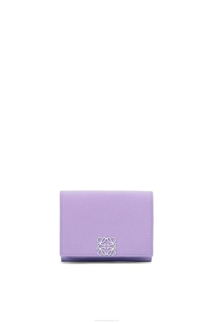 Light Mauve Anagram trifold wallet in pebble grain calfskin Loewe 84PR1235 Women
