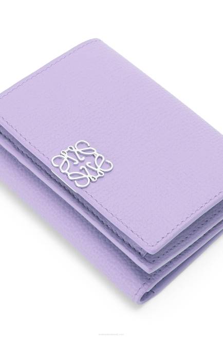 Light Mauve Anagram trifold wallet in pebble grain calfskin Loewe 84PR1235 Women