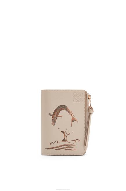 Light Oat Fish slim zip wallet in classic calfskin Loewe 84PR1302 Women
