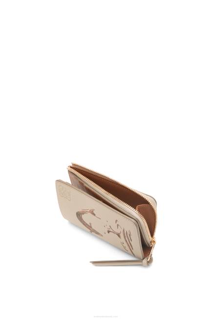 Light Oat Fish slim zip wallet in classic calfskin Loewe 84PR1302 Women