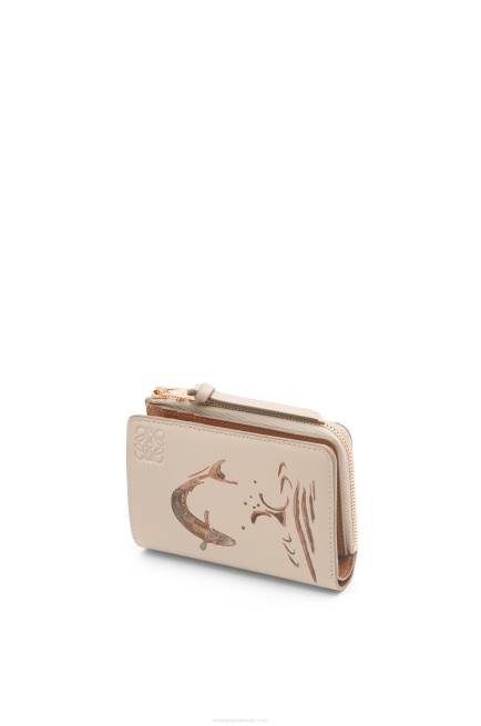 Light Oat Fish slim zip wallet in classic calfskin Loewe 84PR1302 Women