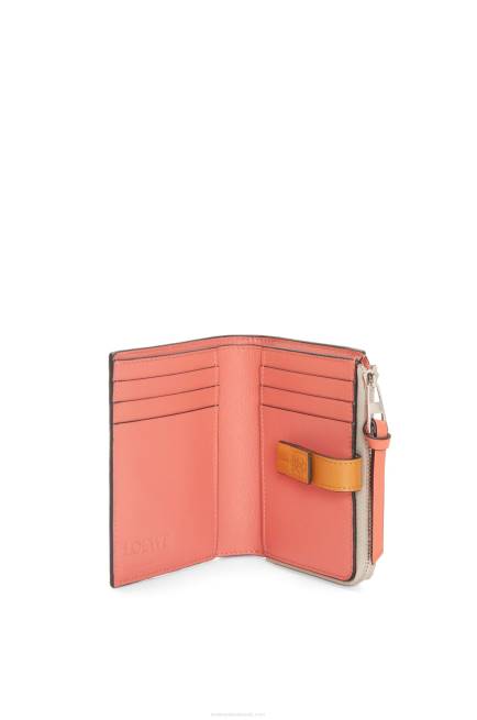 Light Oat/Honey Slim zip bifold wallet in soft grained calfskin Loewe 84PR1220 Women