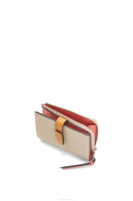 Light Oat/Honey Slim zip bifold wallet in soft grained calfskin Loewe 84PR1220 Women