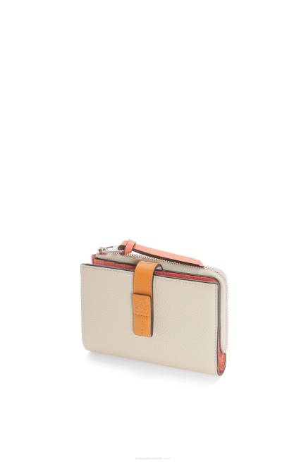 Light Oat/Honey Slim zip bifold wallet in soft grained calfskin Loewe 84PR1220 Women