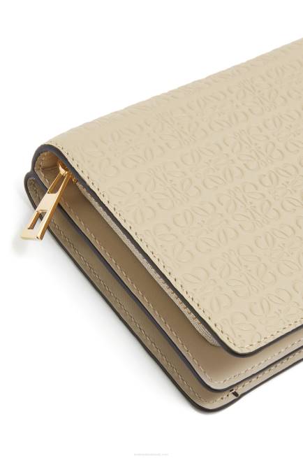 Light Oat Repeat compact zip wallet in embossed silk calfskin Loewe 84PR1272 Women