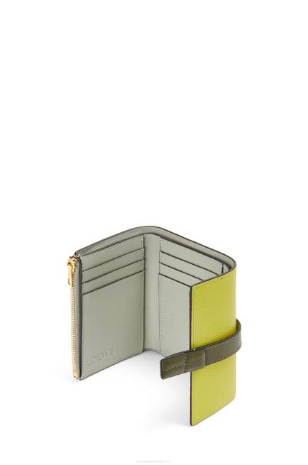 Lime Yellow/Avocado Green Small vertical wallet in soft grained calfskin Loewe 84PR1310 Women