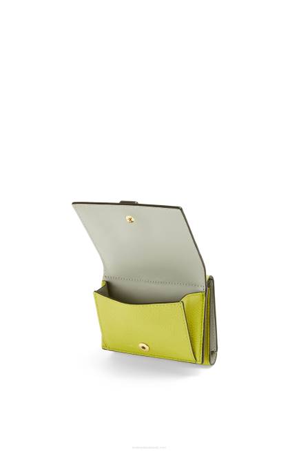 Lime Yellow/Avocado Green Trifold wallet in soft grained calfskin Loewe 84PR1311 Women