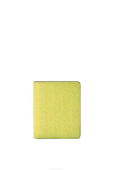 Lime Yellow Compact zip wallet in embossed silk calfskin Loewe 84PR1312 Women
