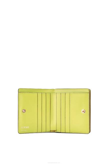 Lime Yellow Compact zip wallet in embossed silk calfskin Loewe 84PR1312 Women