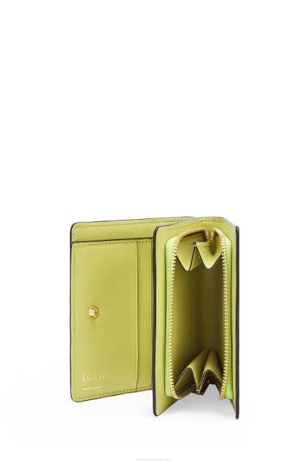 Lime Yellow Compact zip wallet in embossed silk calfskin Loewe 84PR1312 Women