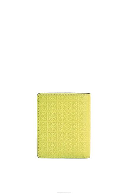 Lime Yellow Compact zip wallet in embossed silk calfskin Loewe 84PR1312 Women