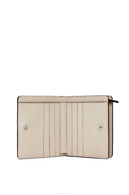 Lime Yellow/Light Oat Puzzle compact zip wallet in classic calfskin Loewe 84PR1262 Women
