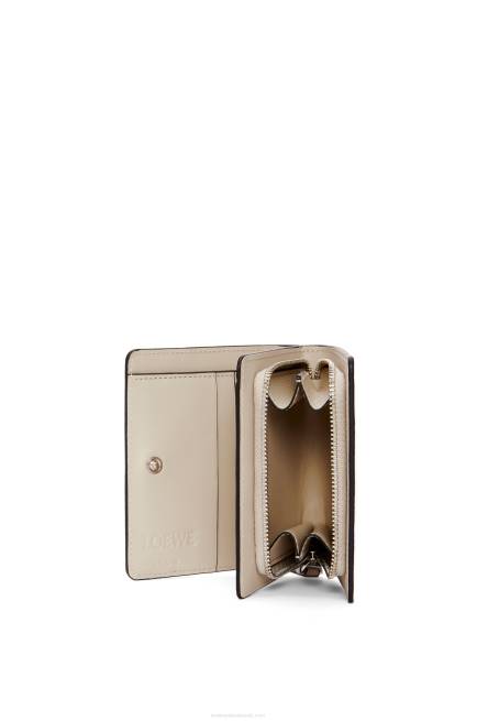 Lime Yellow/Light Oat Puzzle compact zip wallet in classic calfskin Loewe 84PR1262 Women