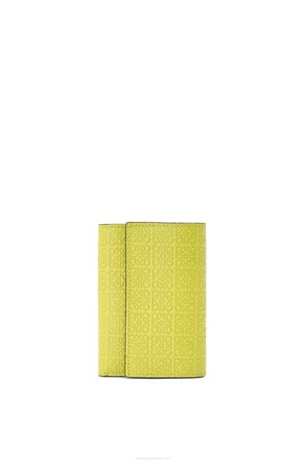 Lime Yellow Repeat small vertical wallet in embossed silk calfskin Loewe 84PR1313 Women
