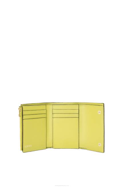 Lime Yellow Repeat small vertical wallet in embossed silk calfskin Loewe 84PR1313 Women