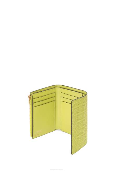 Lime Yellow Repeat small vertical wallet in embossed silk calfskin Loewe 84PR1313 Women