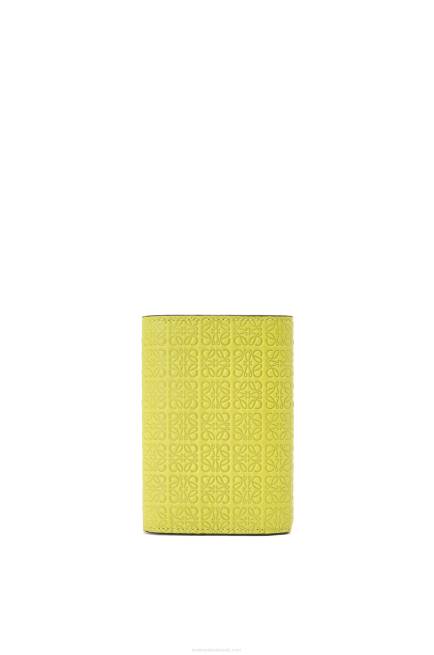 Lime Yellow Repeat small vertical wallet in embossed silk calfskin Loewe 84PR1313 Women
