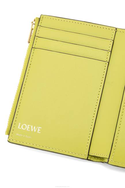 Lime Yellow Repeat small vertical wallet in embossed silk calfskin Loewe 84PR1313 Women