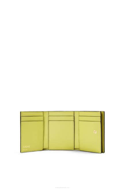 Lime Yellow Repeat trifold wallet in embossed silk calfskin Loewe 84PR1317 Women