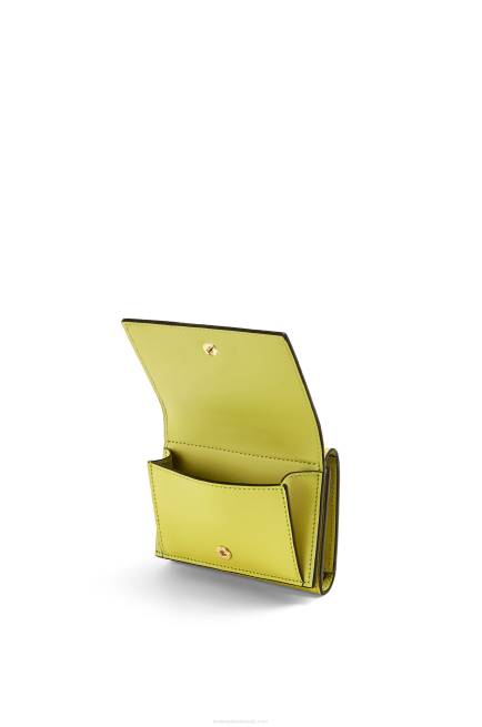 Lime Yellow Repeat trifold wallet in embossed silk calfskin Loewe 84PR1317 Women
