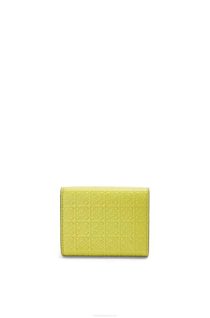 Lime Yellow Repeat trifold wallet in embossed silk calfskin Loewe 84PR1317 Women