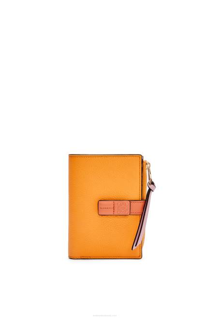 Mandarin/Coral Reef Slim zip bifold wallet in soft grained calfskin Loewe 84PR1299 Women