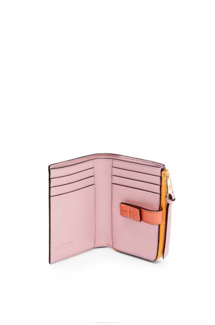 Mandarin/Coral Reef Slim zip bifold wallet in soft grained calfskin Loewe 84PR1299 Women