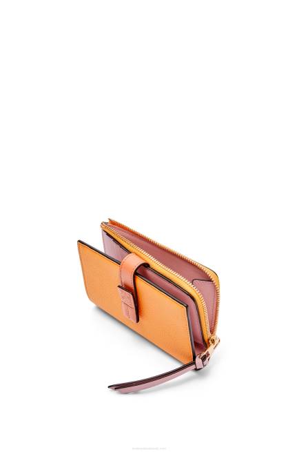 Mandarin/Coral Reef Slim zip bifold wallet in soft grained calfskin Loewe 84PR1299 Women