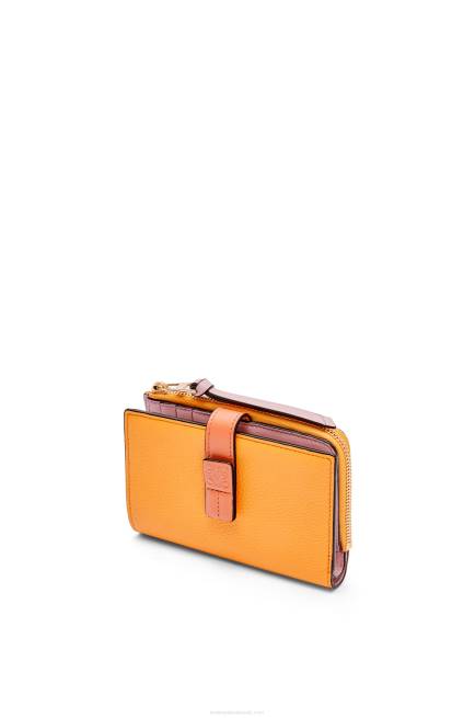 Mandarin/Coral Reef Slim zip bifold wallet in soft grained calfskin Loewe 84PR1299 Women