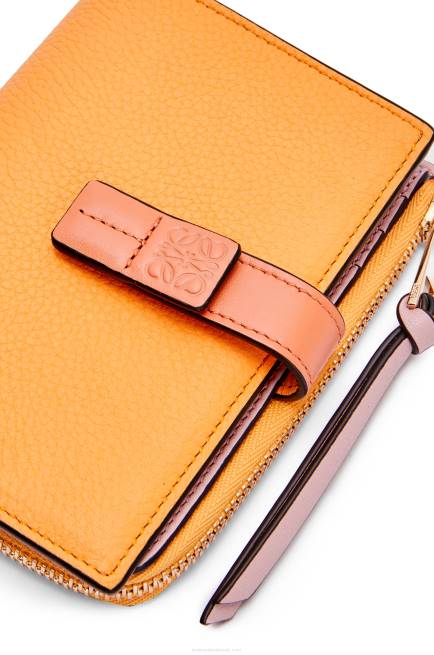 Mandarin/Coral Reef Slim zip bifold wallet in soft grained calfskin Loewe 84PR1299 Women