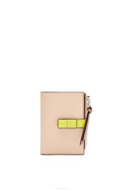 Nude/Citronelle Slim zip bifold wallet in soft grained calfskin Loewe 84PR1298 Women