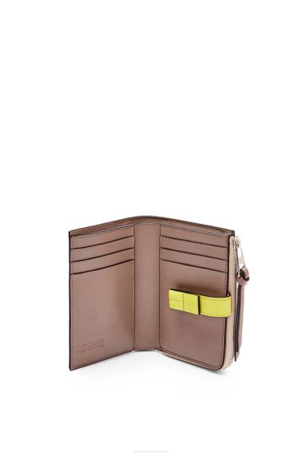 Nude/Citronelle Slim zip bifold wallet in soft grained calfskin Loewe 84PR1298 Women