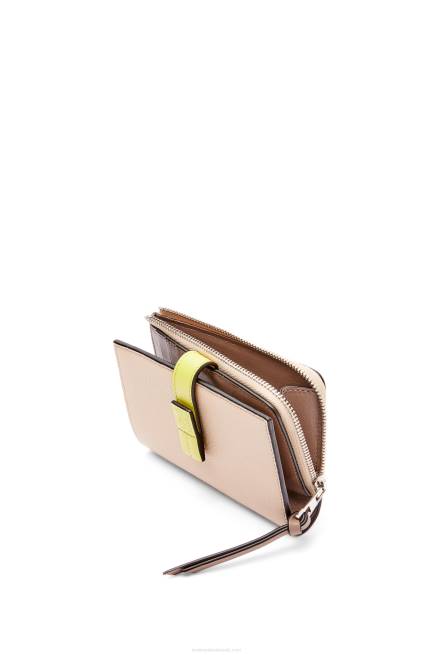 Nude/Citronelle Slim zip bifold wallet in soft grained calfskin Loewe 84PR1298 Women
