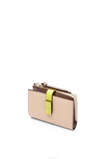 Nude/Citronelle Slim zip bifold wallet in soft grained calfskin Loewe 84PR1298 Women