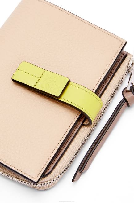 Nude/Citronelle Slim zip bifold wallet in soft grained calfskin Loewe 84PR1298 Women
