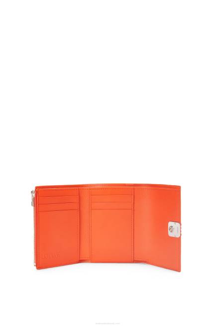 Orange Anagram small vertical wallet in pebble grain calfskin Loewe 84PR1292 Women