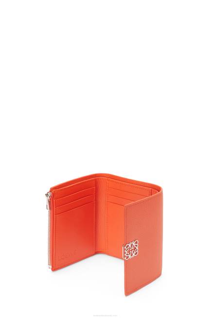 Orange Anagram small vertical wallet in pebble grain calfskin Loewe 84PR1292 Women