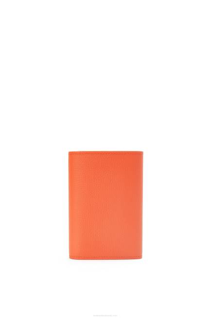 Orange Anagram small vertical wallet in pebble grain calfskin Loewe 84PR1292 Women