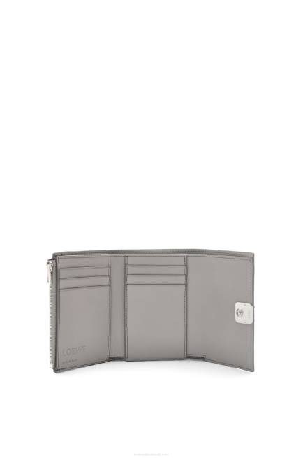Pearl Grey Anagram small vertical wallet in pebble grain calfskin Loewe 84PR1208 Women