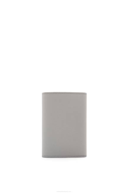 Pearl Grey Anagram small vertical wallet in pebble grain calfskin Loewe 84PR1208 Women