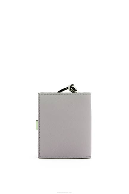 Pearl Grey/Light Pale Green Compact zip wallet in soft grained calfskin Loewe 84PR1253 Women