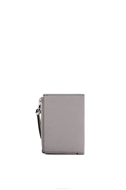 Pearl Grey/Light Pale Green Slim zip bifold wallet in soft grained calfskin Loewe 84PR1251 Women
