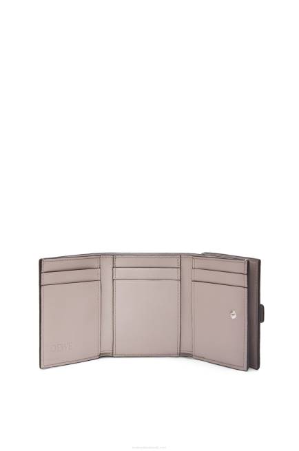 Pearl Grey/Light Pale Green Trifold wallet in soft grained calfskin Loewe 84PR1250 Women