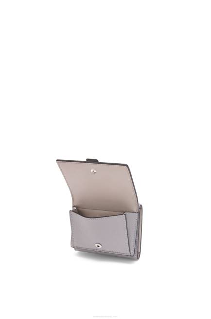Pearl Grey/Light Pale Green Trifold wallet in soft grained calfskin Loewe 84PR1250 Women