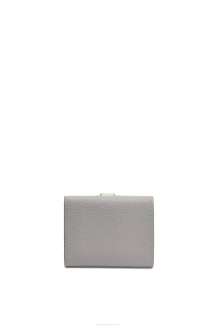 Pearl Grey/Light Pale Green Trifold wallet in soft grained calfskin Loewe 84PR1250 Women