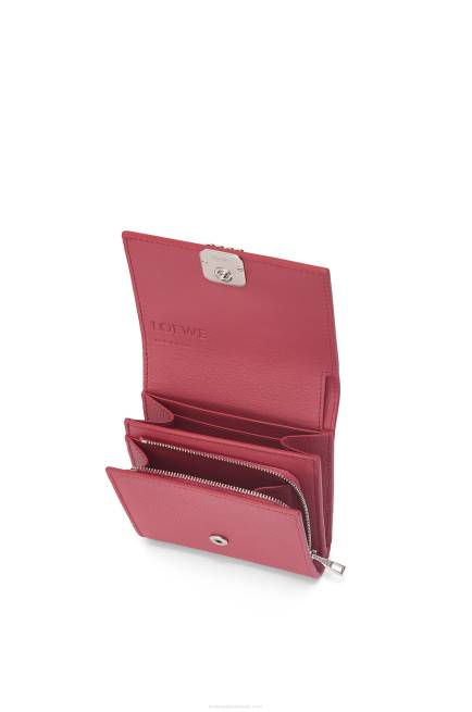 Plumrose Anagram compact flap wallet in pebble grain calfskin Loewe 84PR1239 Women