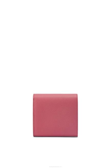 Plumrose Anagram compact flap wallet in pebble grain calfskin Loewe 84PR1239 Women